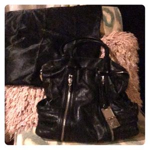 Rachel Zoe black leather sexy purse with zippers🙏